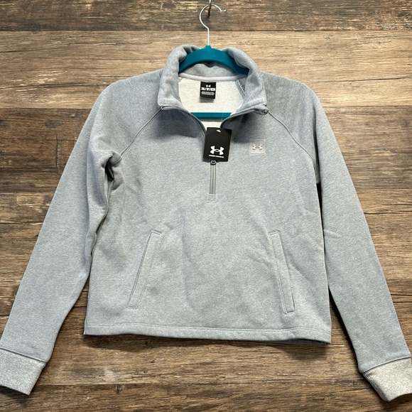 Under Armour Gray Quarter Zip Women's Cropped Sweatshirt - Picture 1 of 4